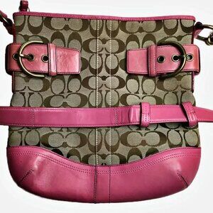 COACH Pink Signature Canvas Soho Duffle Bag